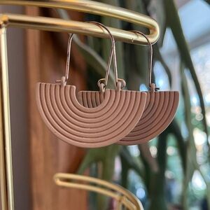 Elegant Tan Half-Moon Earrings